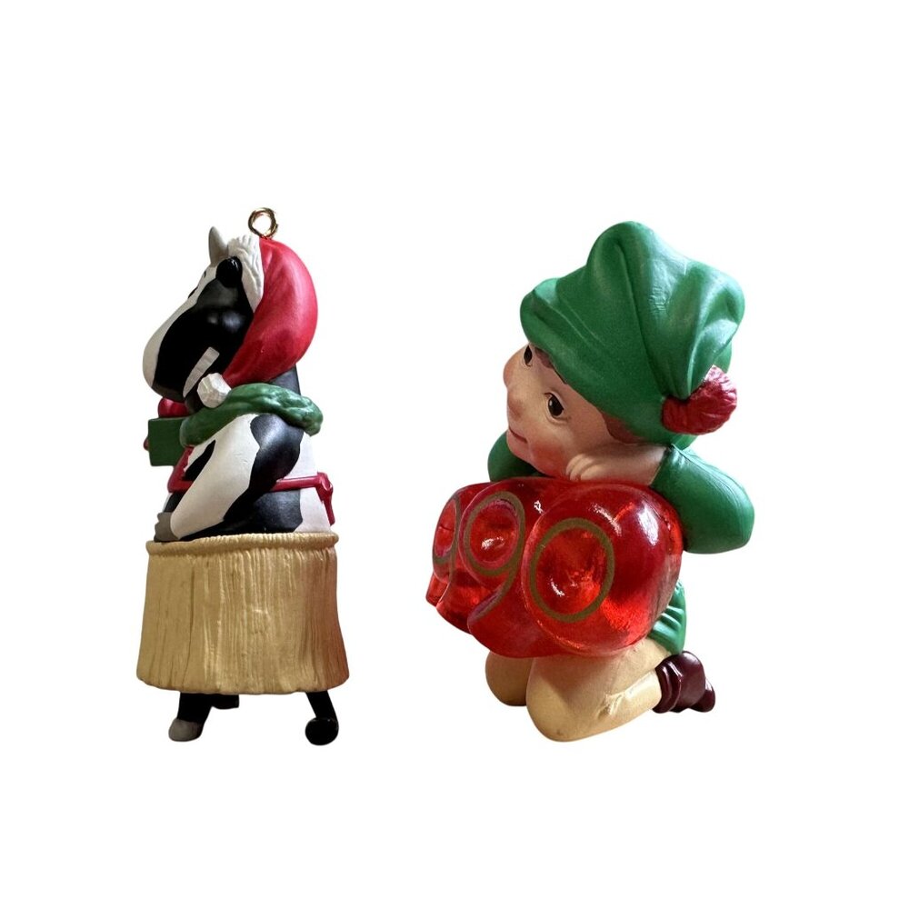 Vtg Hallmark Christmas Ornaments Elf Of The Year 1990 & Cows of Bali 1995 - Picture 2 of 10